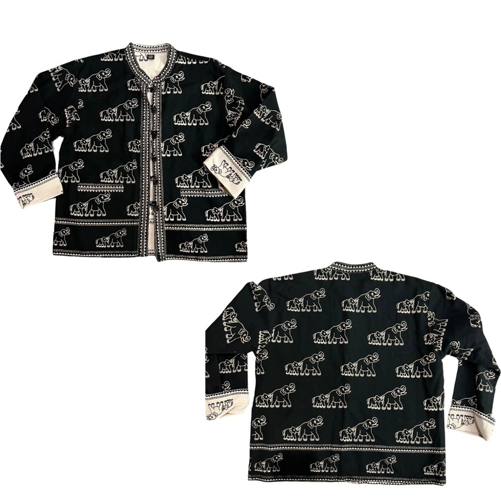 I..T.F elephant reversible black & white oversized jacket African boho Sz S/M